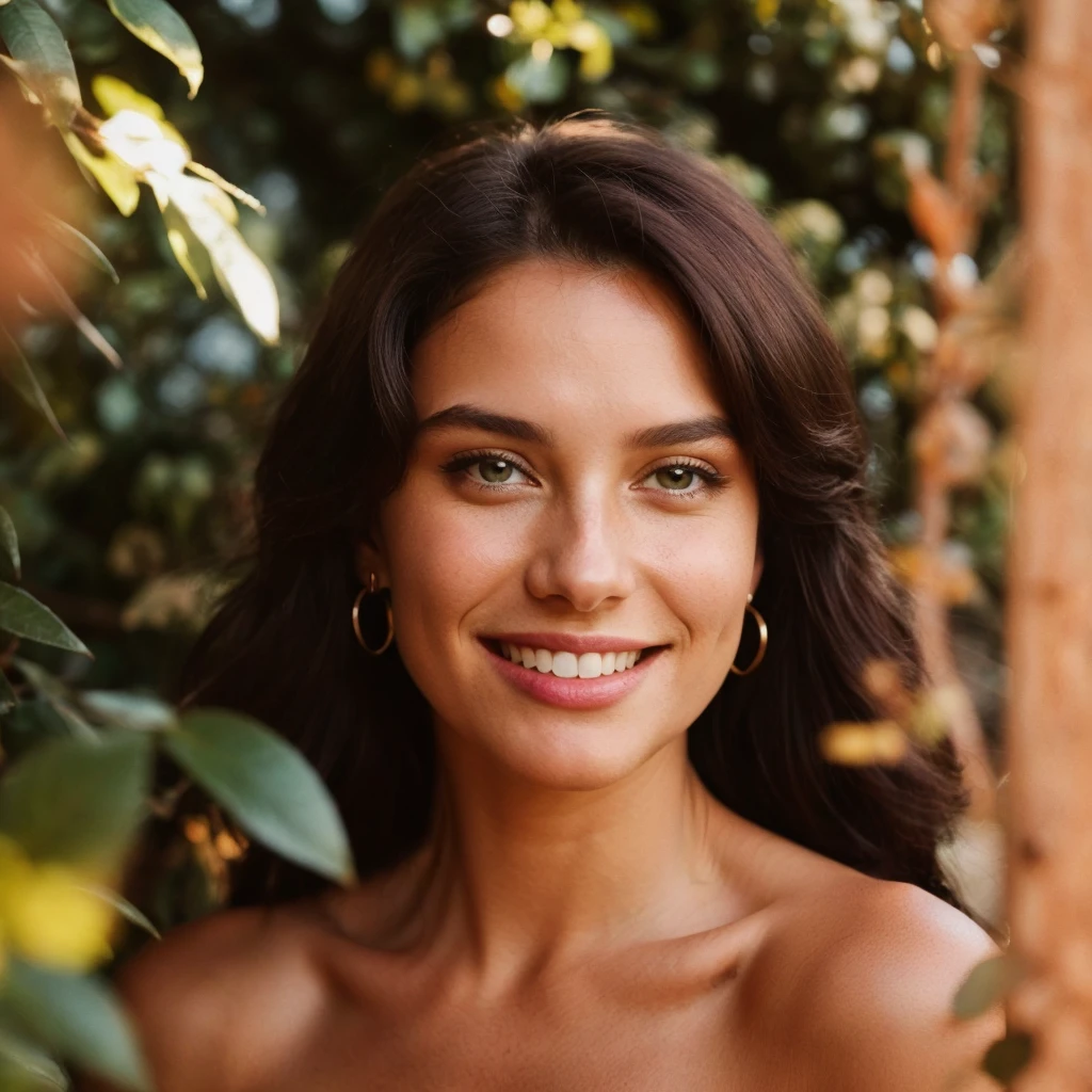 Photorealistic, Best quality, ultra - detailed, Beautiful woman, Selfie Photos, Upper body, Solo, wearing pullover, Outdoors, (Night), mountain scene, The essence of real life, stars, Moon, (Hefty Smile、brunette color hair、Sixteen years old、cheerful big breasts, cheerfulness), Beanie, flash lights, forest, Boulders, River, wood, Smoke, Heavy fog, Crystal clear sky, analogue style, view the viewer, Skin texture, filmgrain, Close up, 超A high resolution, Best shadow, primitive, Instagram LUT