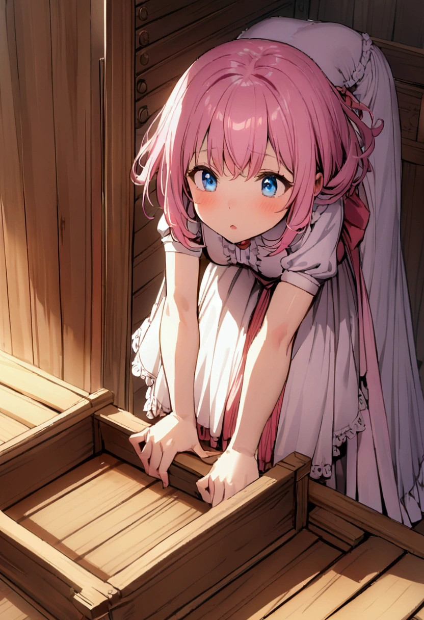thief、Wearing a mask、Midnight、Break into the room、Open the safe、Girl with pink hair、blue eyes、Twin Drill