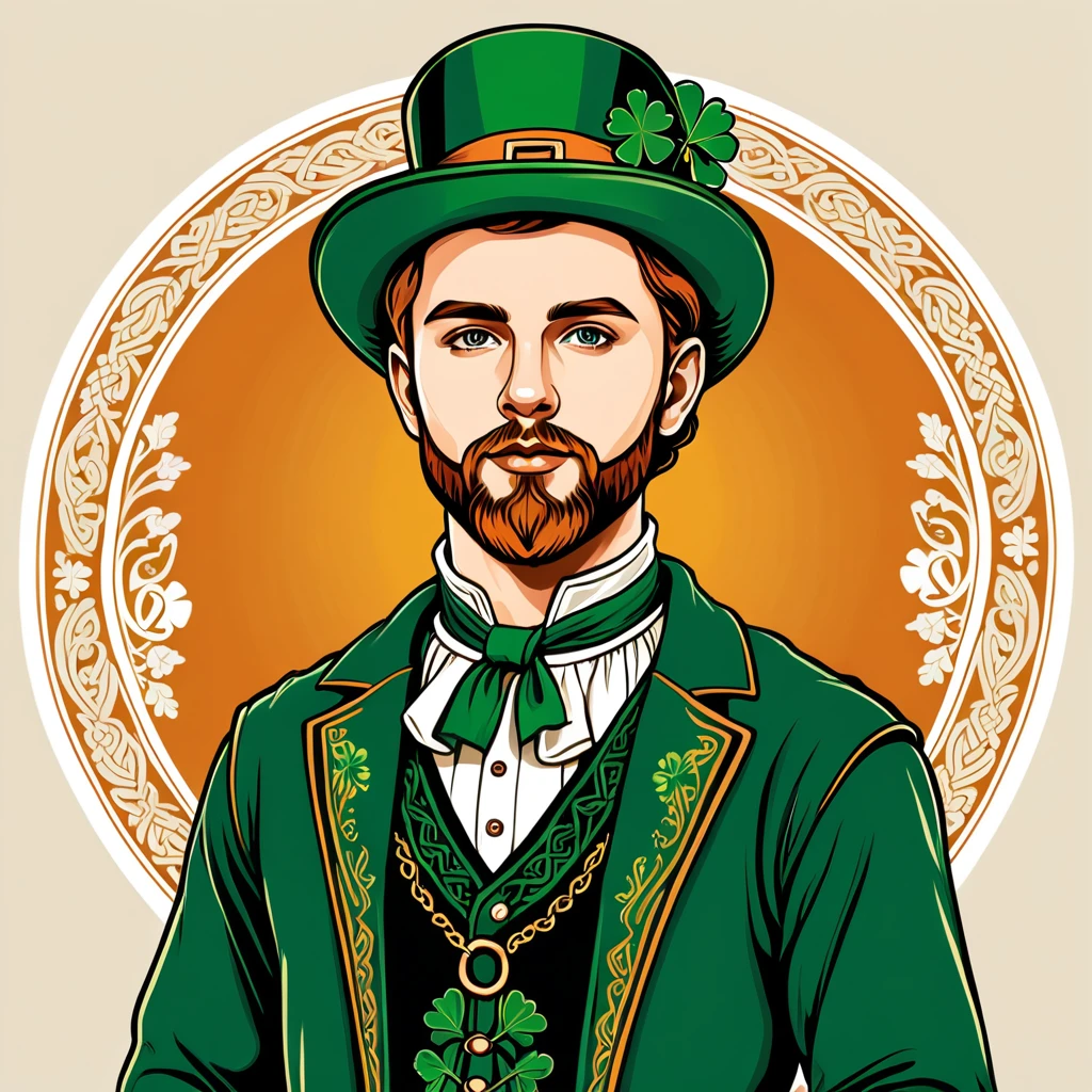 man in irish folk outfit, vector graphics, strong contours
