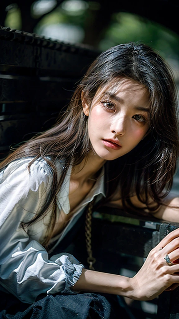Wear, (photo Practical:1.4), (hyper Practical:1.4), (Practical:1.3), (Smoother lighting:1.05), (Improve lighting quality:0.9), 32K, 1 Girl,20 year old girl, Practical lighting, Backlight, There is light on the face, Ray Tracing, (Bright Lights:1.2), (quality improvement:1.4), (Highest quality real texture skin:1.4), Delicate eyes, Delicate face, Exquisite eyes, (Tired, sleepy and satisfied:0.0), Close-up of face, t-shirt, (Increase body line emotions:1.1), (Enhance Skin Texture Beauty:1.1)