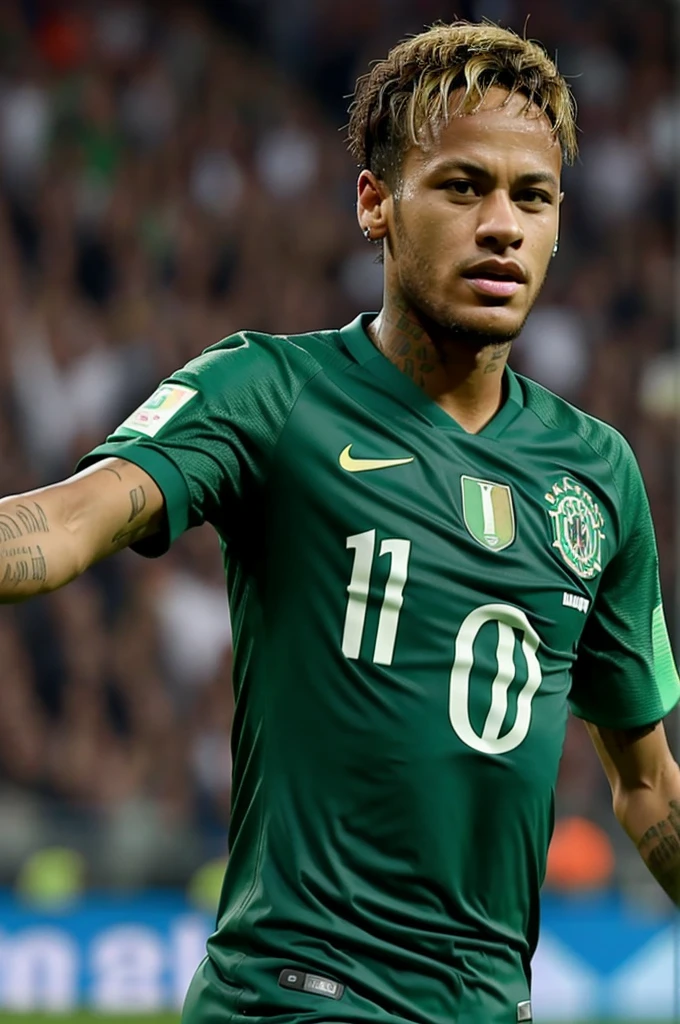 Neymar was Mexican and scores a goal in the World Cup,green shirt black hair best possible quality