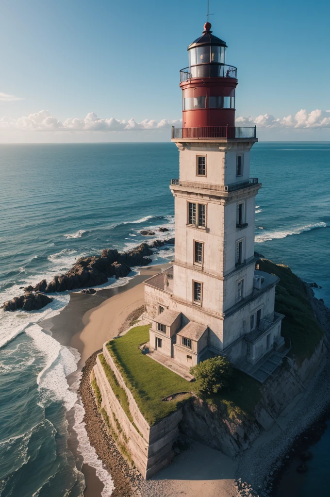 A building with a large lighthouse
