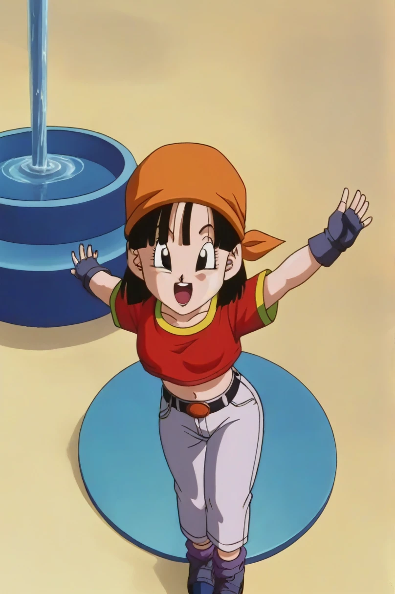 fountain_cheered up, score_9, score_8_above, score_7_above, cheered up screencap,8k, absurd resolution,
Pan \(Dragon Ball\), 1 girl, Alone, SMILE, Open mouth, hits, happy, Grass, black fur, Field, clavicle, aboveper body, :d, teeth, blunt hits, outdoor, black eyes, arm above, eyelashes, aboveper teeth only, happy, in front of the viewer, close-above, bandana, retro artStyle, , 1990s \(Style\), orange scarf, language, arched eyebrows, arms above, short hair, medium chest, showing buttocks, 2nalgas, perfect anatomy, skimpy clothing, medium breasts, medium rear, unclothed, big sexy ass, medium hips, sexy bikini