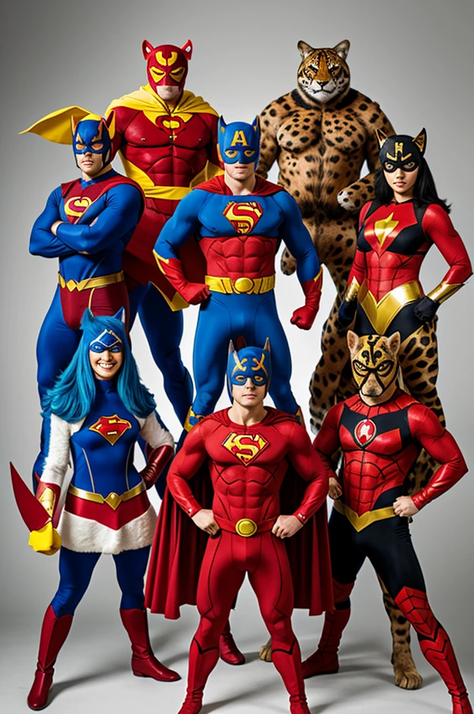A group of animal superheroes who have the costumes of famous superheroes
