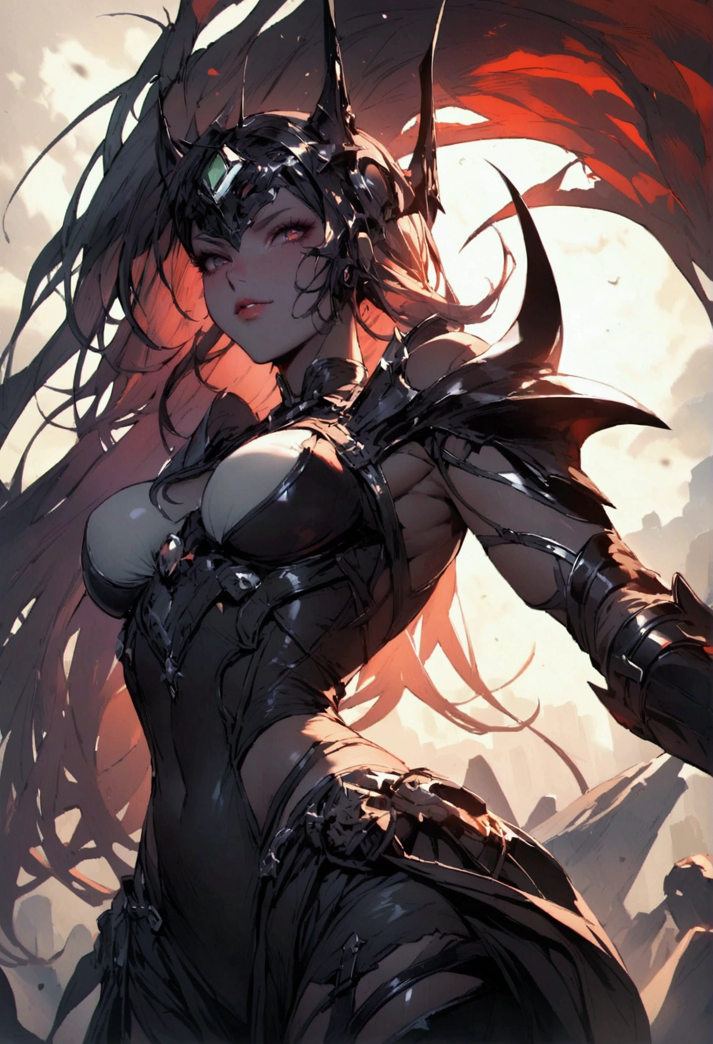 (megan fox:1.25), (draconic alien biomechanical succubus with carnage & witchblade physique:1.25), (megan fox as a muscular alien draconic biomechanical demonic woman with flayed skin, gigantic horns, & necrotic metallic muscle:1.5), (alien biomechanical full bodysuit:1.45), (perfect fingers:1.25), ((wide shoulders & upper body:1.25)), (very skinny legs:1), (huge muscular arms:1.45), (ten pack abs:1.25), (full body view:1.25), choker, detailed eyes, (looking at viewer), (smile:1.25), (blank dark background:1.25), in the art style of H.P. Giger, (beautiful girl face:1.25)