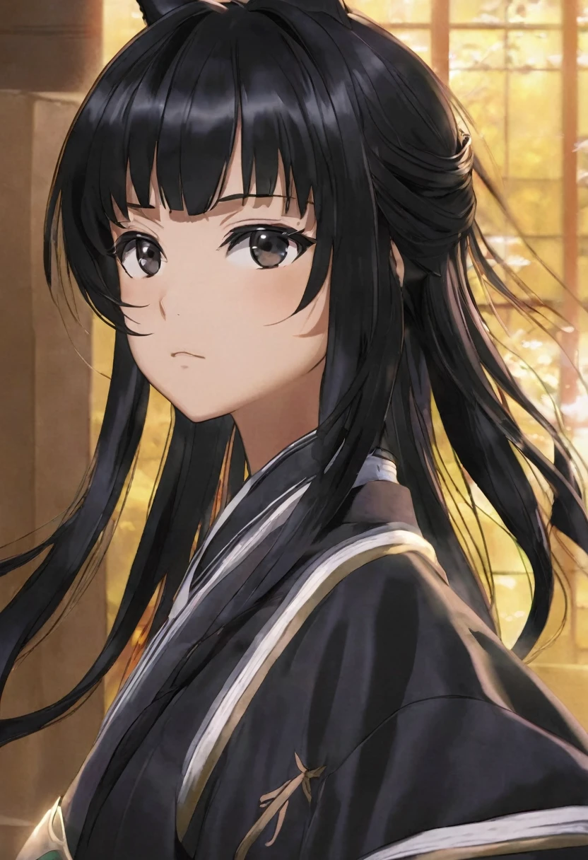 best qualityer, work of art, black hair anime character of the neko race 