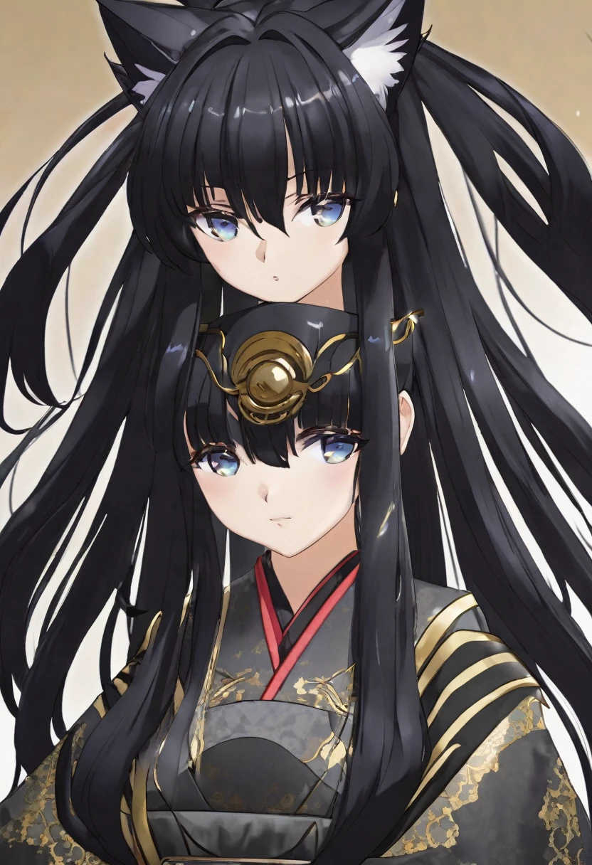 best qualityer, work of art, black hair anime character of the neko race