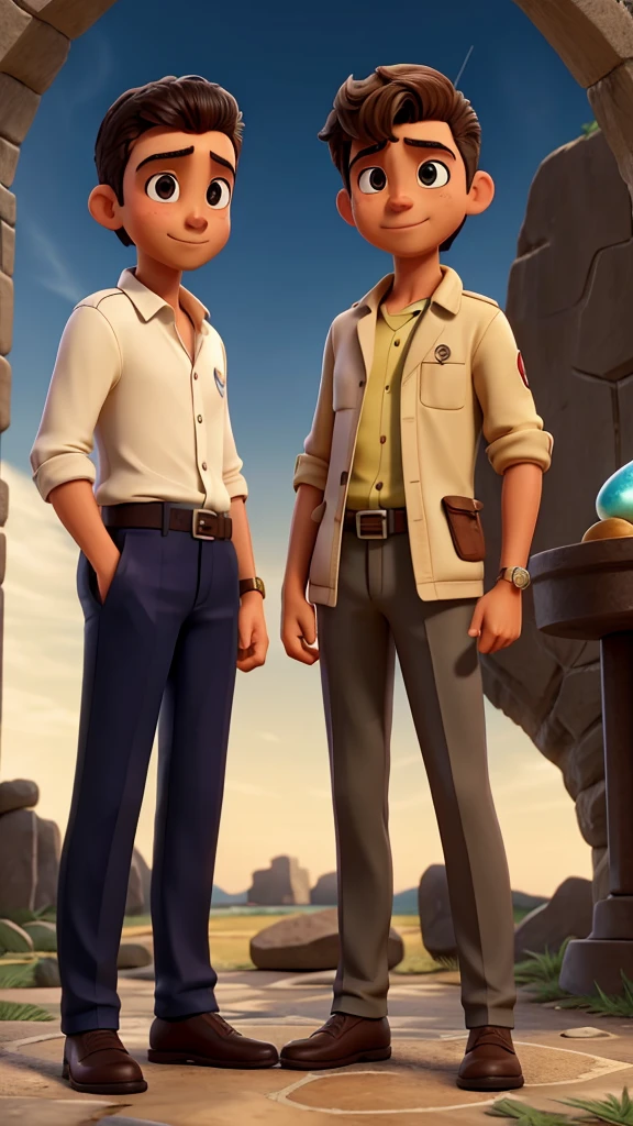 câmera
One day, Miguel and Lucas found a shiny stone that they decided to keep as a symbol of their friendship.