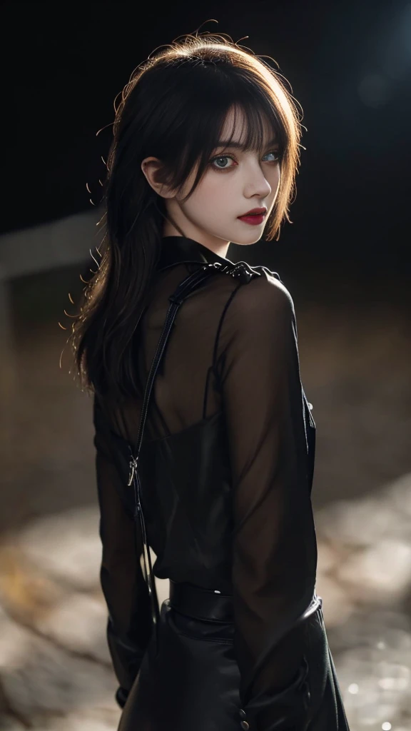 excellent rendering, 8K, masterpiece, super high quality, beauty: 1.2, professional illustration: 1.1, ultra detail: 1.3, Ultra Lighting, very detailed, (About dark light) 1 girl,
goth_punk
Heterochromia of red and yellow eyes、(full shot,cowboy shot, long shot)