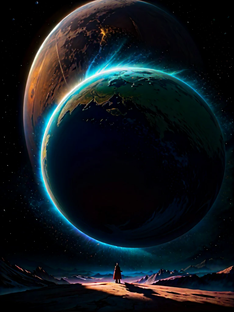 A beautiful mystical celestial landscape, a breathtaking cosmic scene, glowing crescent moon, radiant sun, ethereal atmosphere, dramatic lighting, vibrant colors, surreal and dreamlike, intricate details, otherworldly, (best quality,4k,8k,highres,masterpiece:1.2),ultra-detailed,(realistic,photorealistic,photo-realistic:1.37),cinematic composition, dramatic chiaroscuro, cinematic lighting, dramatic shadows, ethereal mood, enchanting, mesmerizing, awe-inspiring, visually stunning, captivating, majestic, breathtaking, fantasy, science fiction, digital painting, concept art, matte painting