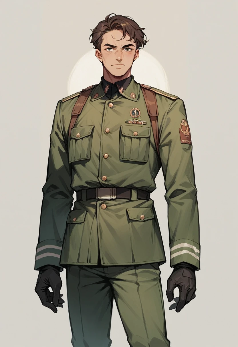 brunette 80s military suit