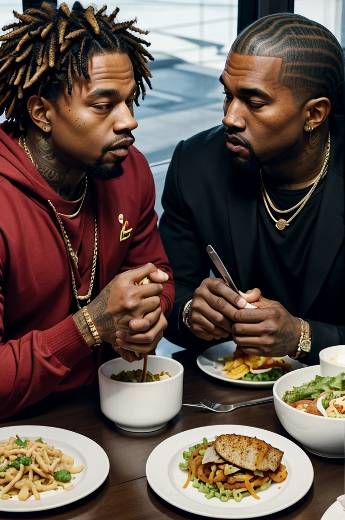 Trippie and kanye west eating together