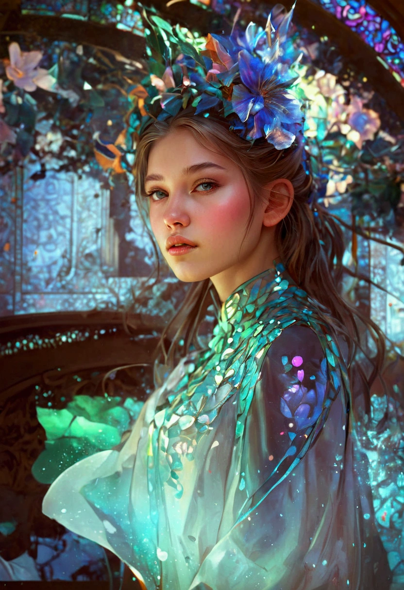 best quality, masterpiece, highres,1girl,beautiful face,,, colorful, painting burst, artstation, concept art, smooth, sharp focus, , dreamy magical atmosphere, art by artgerm and greg rutkowski and alphonse mucha