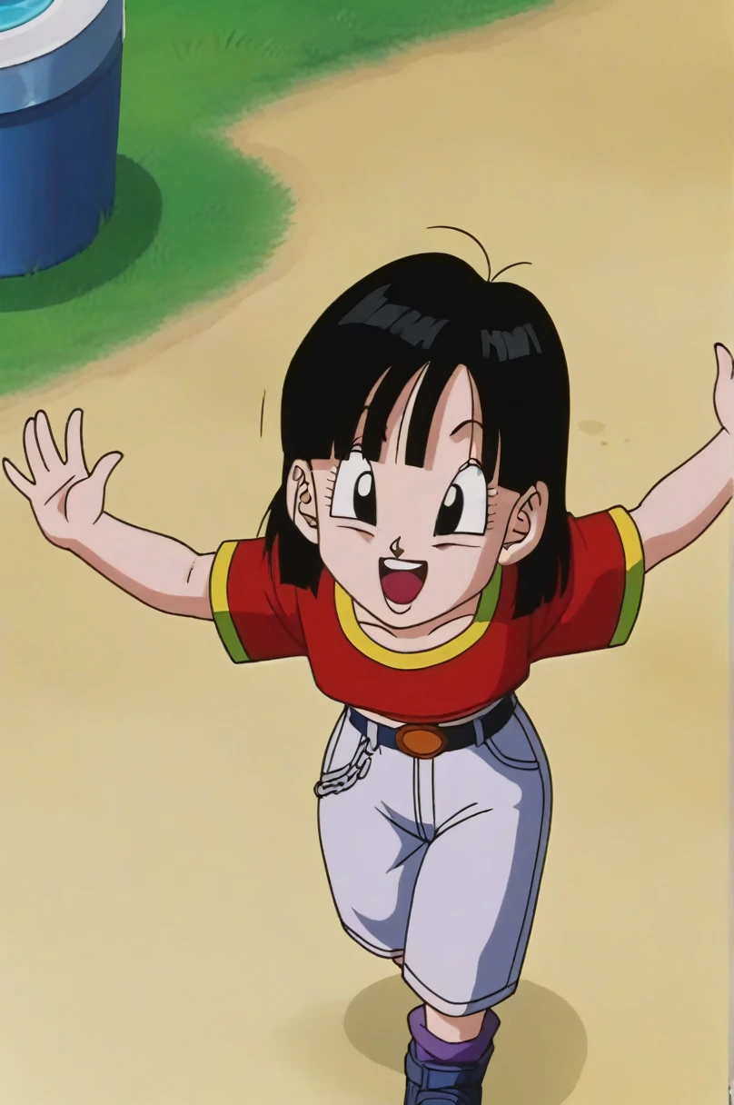 fountain_cheered up, score_9, score_8_above, score_7_above, cheered up screencap,8k, absurd resolution,
Pan \(Dragon Ball\), 1 girl, Alone, SMILE, Open mouth, hits, happy, Grass, black fur, Field, clavicle, aboveper body, :d, teeth, blunt hits, outdoor, black eyes, arm above, eyelashes, aboveper teeth only, happy, in front of the viewer, close-above, retro artStyle, , 1990s \(Style\), orange scarf, language, arched eyebrows, arms above, short hair, showing buttocks, 2nalgas, perfect anatomy, medium breasts, medium rear, unclothed, big sexy ass, medium hips, naked