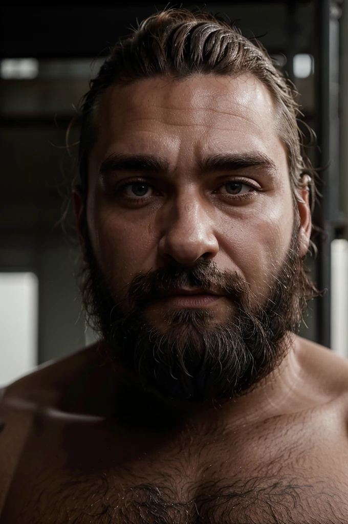 le buste et le visage d un homme noir un peu gros de 30 à 45 ans avec un crane chauve et une barbe garnie a quelque poile blanc face camera habillé d un style simple