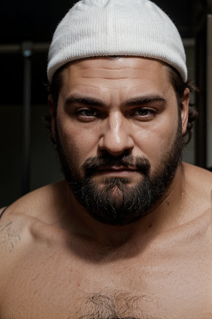le buste et le visage d un homme noir un peu gros de 30 à 45 ans avec un crane chauve et une barbe garnie a quelque poile blanc face camera habillé d un style simple