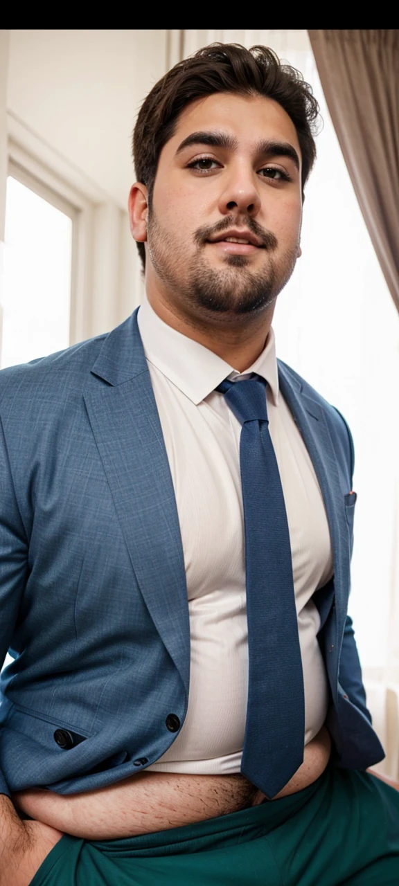 Slutty Hairy Obese Boy with Big Chest and Belly bursting out of his suit. Sexy Big Gut. Himbo Fat Enormous Boobies Pecs.