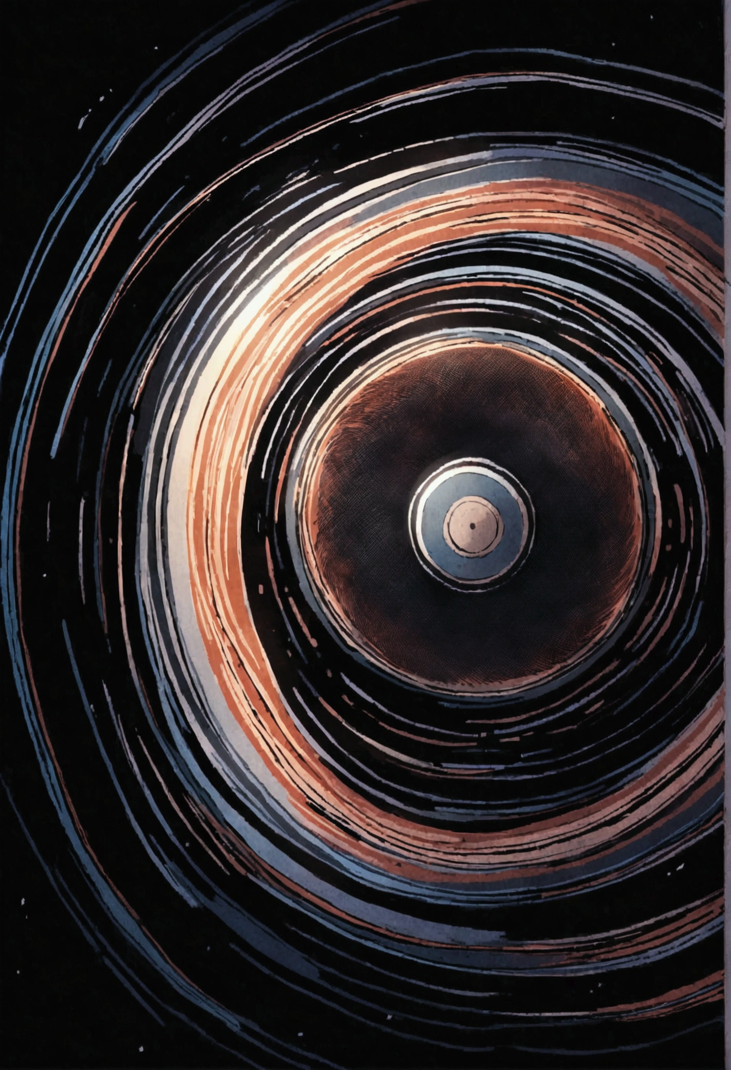 two vinyl records connecting through electromagnetic waves
