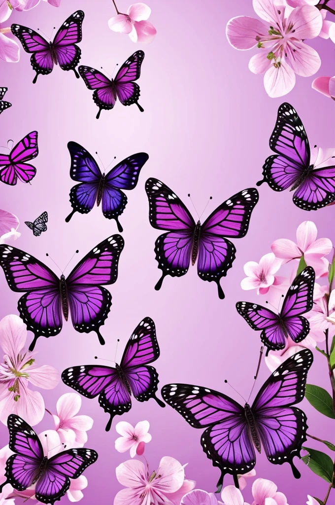 butterflies, lilac and pink
