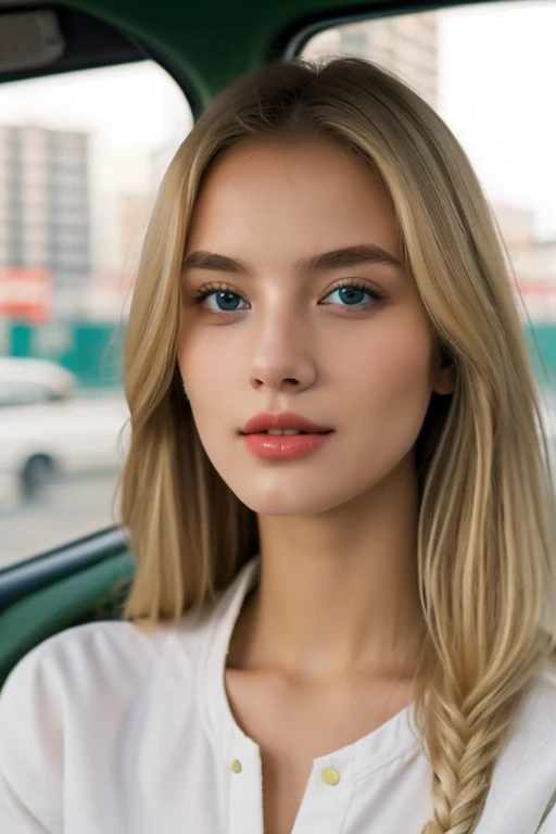((best quality)), ((masterpiece)), (detailed), 1girl, blond Caucasia green ayes