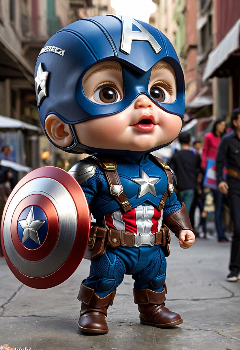 Baby  capitan america, real size shield, heavy funny, 3D