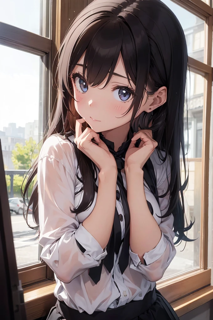 最high quality、best image quality、masterpiece、age girl((18-year-old、 By becoming、vest bust、medium bust,wide open breast tea、black eye, black hair、long hair、thin,highest valley、Torn black t-shirt(2:3)、cute smile,damaged pants(2:3)、Perforated gloves、knee support、Bubblegum)),high quality、beautiful art、background((cyber gym)),debris flies、Depth of written boundary、movie、visual art、perfect art、8K,genuine
