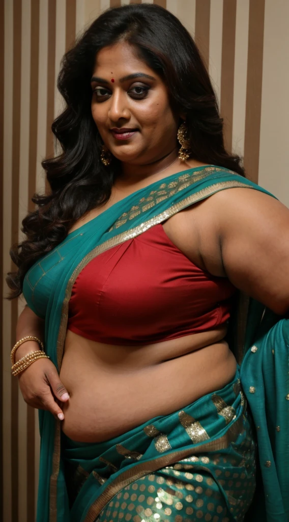 Sexy fat plus size indian bhabhi, sleeveless blouse, desi hot aunty, looks like Anushka Shetty, wearing sleeveless saree blouse, sexy sequin saree, bold saree fashion, bong saree fashion, bold hot photoshoot, sexy sequin saree, she has fleshy arms and fat wide belly, sexy armpits, showing her attractive fleshy figure, high quality skin, skin pores, skin texture, deep juicy navel, sexy navel folds, fleshy figure, jiggly belly, hyper realistic skin, RAW Foto, unsatisfied Indian housewife, sexy indian housewife, mature desi aunty bhabhi Chachi Amma, 