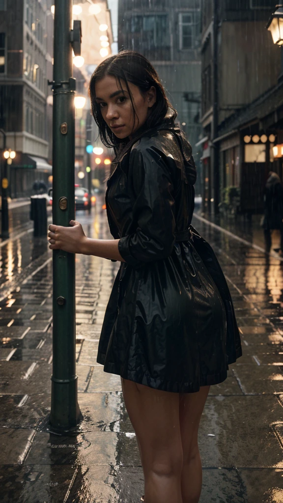 (A woman peering through a window at a family gathered around a warm light, rainy night scene),(window,street lamp,lantern,family,cozy,warm,raining,stone path,alley,cheap dress,observing),(best quality,8k,masterpiece:1.2),photorealistic,fine details,cinematic lighting,vibrant colors,(moody,atmospheric:1.1),(melancholic,nostalgic:1.05),(rainy,drizzle:1.1),urban,street scene