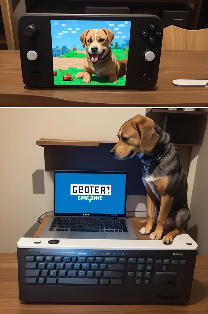 Pixelart dog gamer