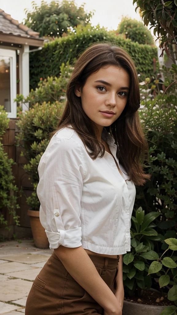 wife, French,18 ans, Brown eyes, Brown hair, jardin moderne, instagramart