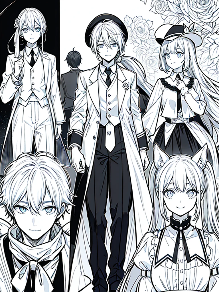 The figure stands tall and imposing, with a lean build suggesting both agility and age. Their face is angular, with piercing eyes that convey wisdom beyond human years. They have tousled gray hair that seems to defy gravity, giving them an eccentric air. The figure wears an outfit that's a mix of Victorian and futuristic elements: 1. A long, high-collared coat in a deep burgundy color, with subtle swirling patterns embroidered in gold thread. 2. Underneath, a waistcoat in a contrasting emerald green, adorned with brass buttons and a pocket watch chain. 3. A crisp white shirt with a ruffled collar peeking out at the neck. 4. Dark trousers tucked into tall, well-worn leather boots. 5. Around their neck, an unusually long scarf in various shades of blue, its ends trailing dramatically behind them. 6. In one hand, they hold a strange device - part wand, part screwdriver, emitting a soft green glow. Their posture is defiant, chin raised slightly, conveying a sense of authority and determination in the face of danger. Despite the chaos around them, there's a hint of a smile playing at the corners of their mouth, suggesting a love for adventure.