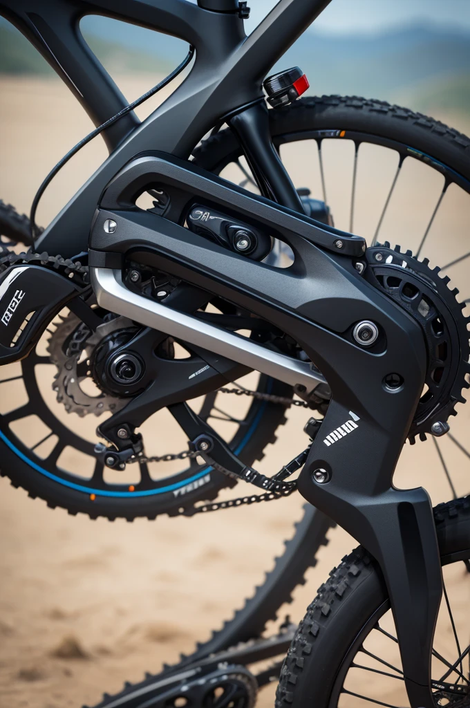 Rear derailleur of a mountain bike in a futuristic and very realistic style