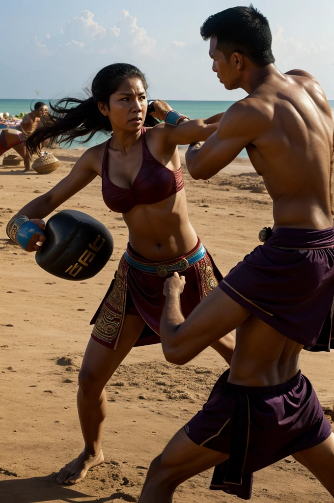 A Carthaginian woman fights a Thai man.