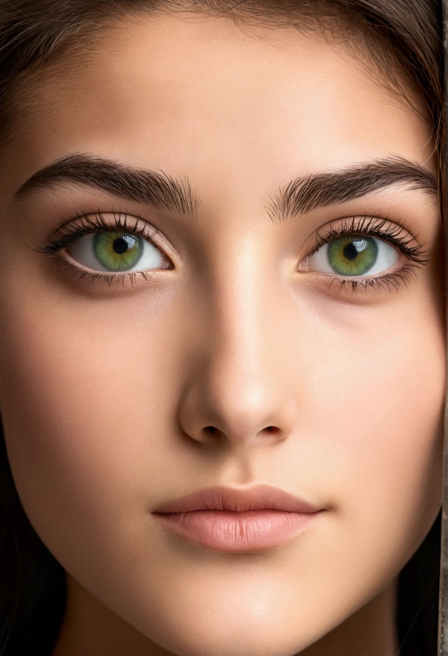 fille brune de 23 ans avec de jolies formes aux yeux brun/vert, Ultra réaliste, minutieusement détaillé, maquillage naturel, regarder directement la caméra