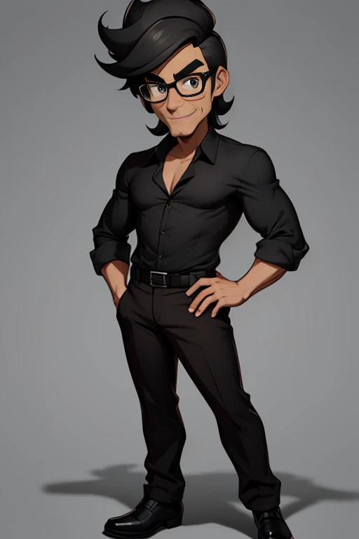 8k, cartoon man with glasses and a black shirt standing in front of a gray background, in cartoon style, cartoon artstyle, caricature style, cartoon digital art, caricature illustration, toon rendering, digital art cartoon, cartoon portrait, cartoon digital painting, charicature, harry volk clip art style, caricature!!!, high detailed cartoon, cartoon image, caricatural