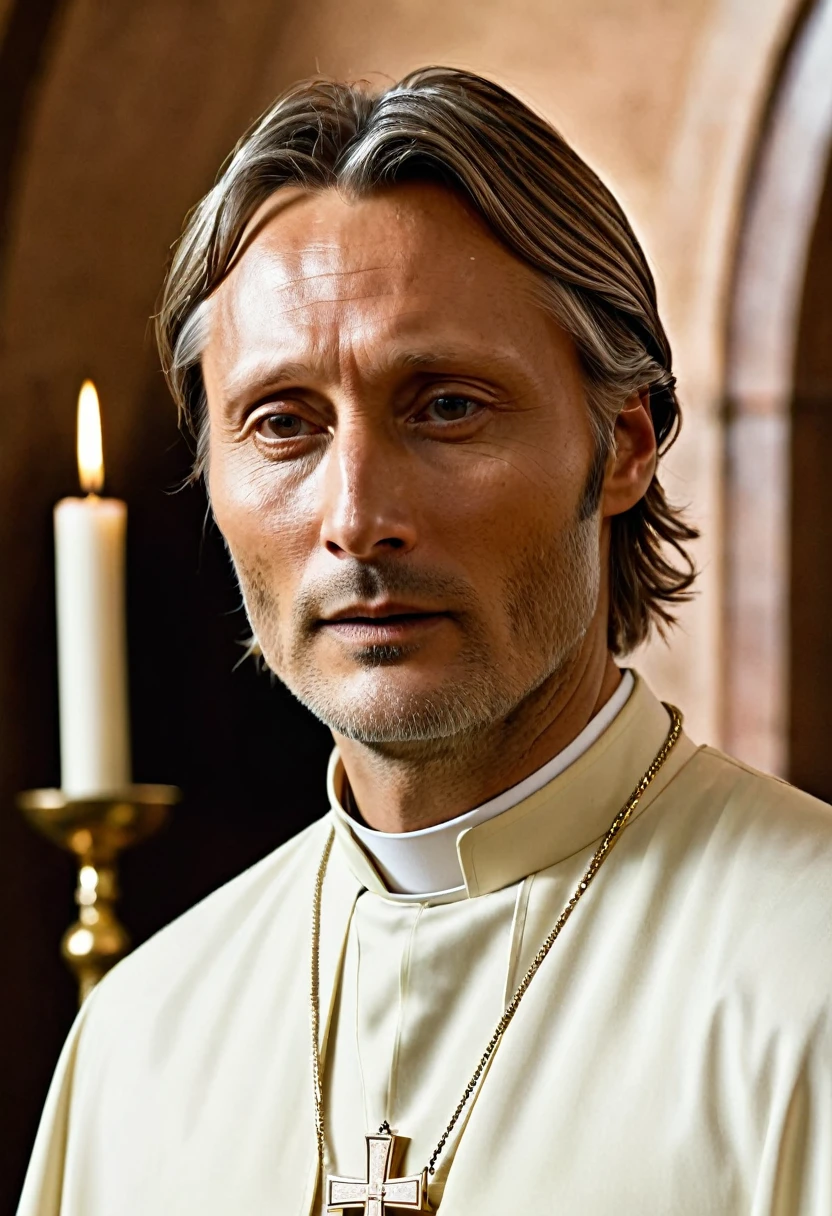 Mads Mikkelsen as a priest