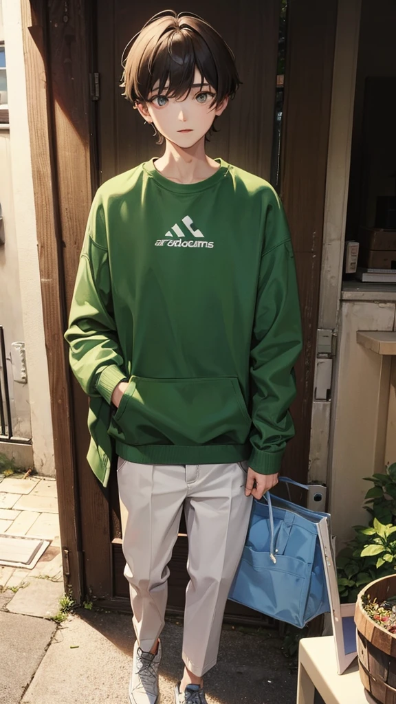 boy in green sweatshirt