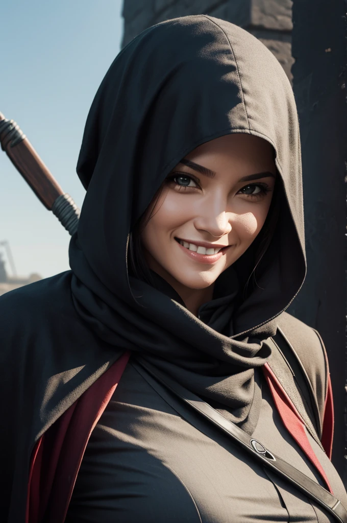 assassin, smiling, woman, killing someone