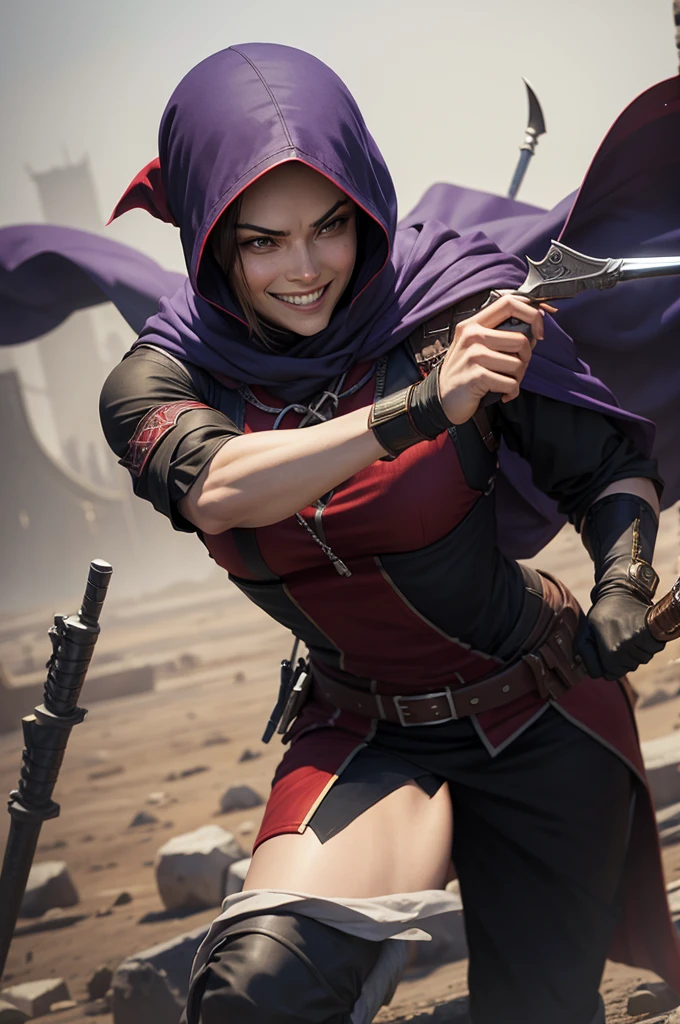 pose of assassin, killing someone, Grinning