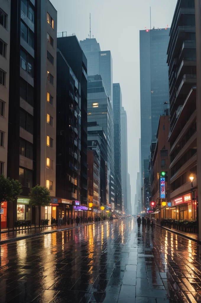 City with rain
