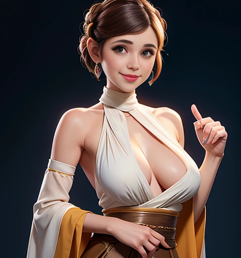 Princess Leia,  of the highest quality、8k、Masterpiece、ultra high resolution、Delete photos、realistic photos、photorealistic、Professional lighting、Photography、very pretty girl、very short hair:1.8、SMILE、Ultra Slim、Skinny body、small breasts、large erect nipples、narrow waist、((I&#39;I&#39;m wearing pink panties)、Wearing a pink bra、Take a full body photo)、(please lie down in bed、Looking up)、(Open your legs、Raise your legs、Raise your thighs with your hands.:1.8)、(真上からPhotography)