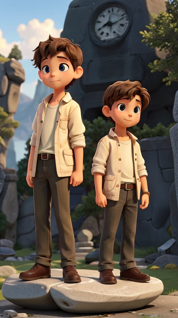 Two boy and a stone