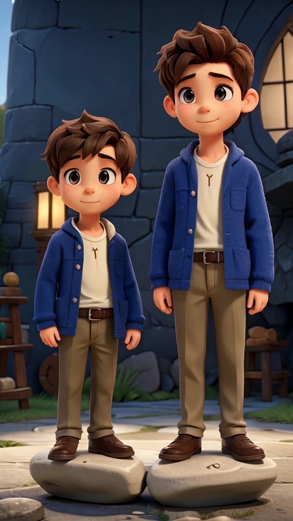 Two boy and a stone