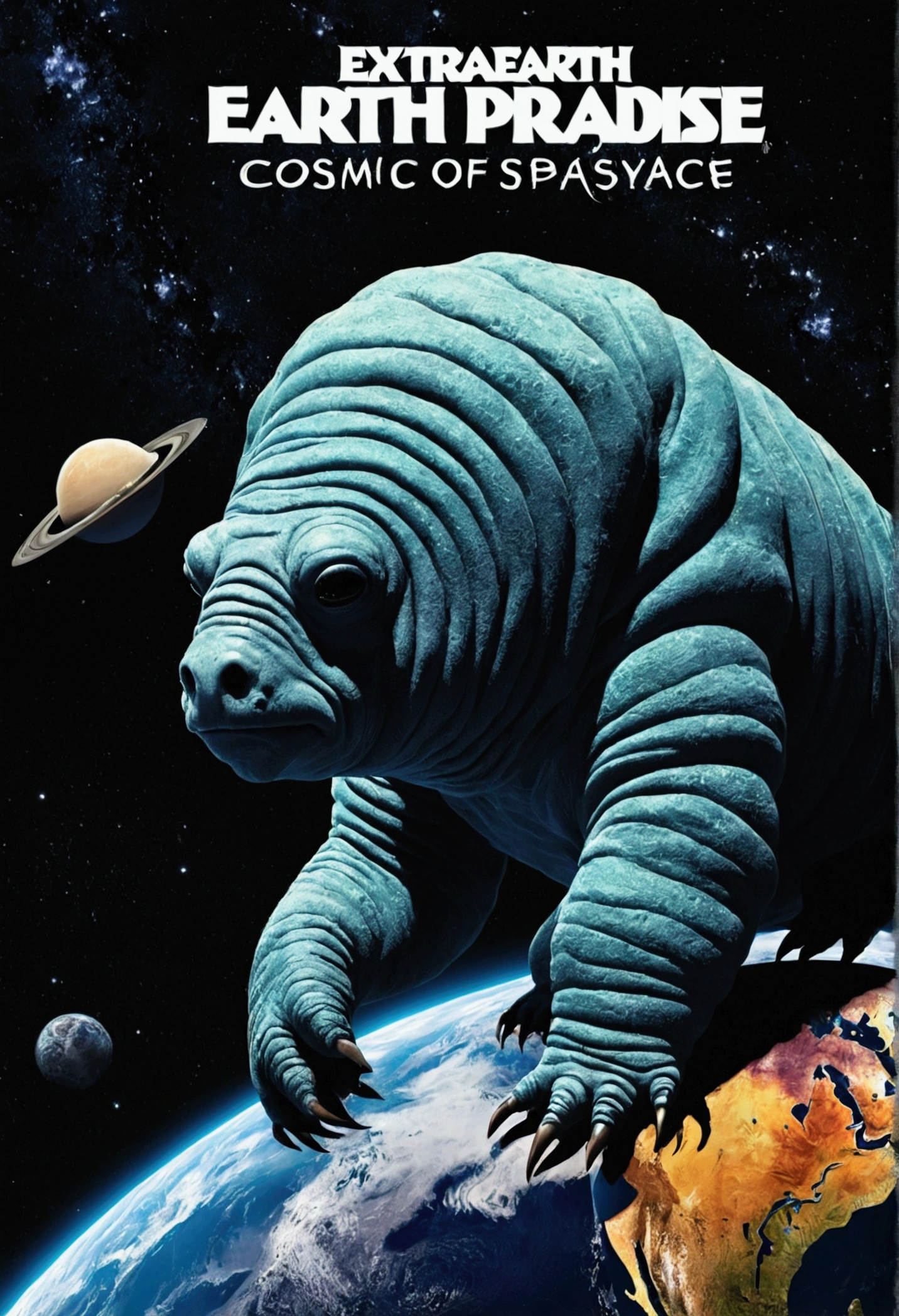 extraEarth paradise, Earth paradise, cosmic fantasy and horror film, tardigrade in space, terada, Creature of cosmic terror, album artwork, album art, album cover!, profile photo 1024px, promo art, alternate album cover, album cover