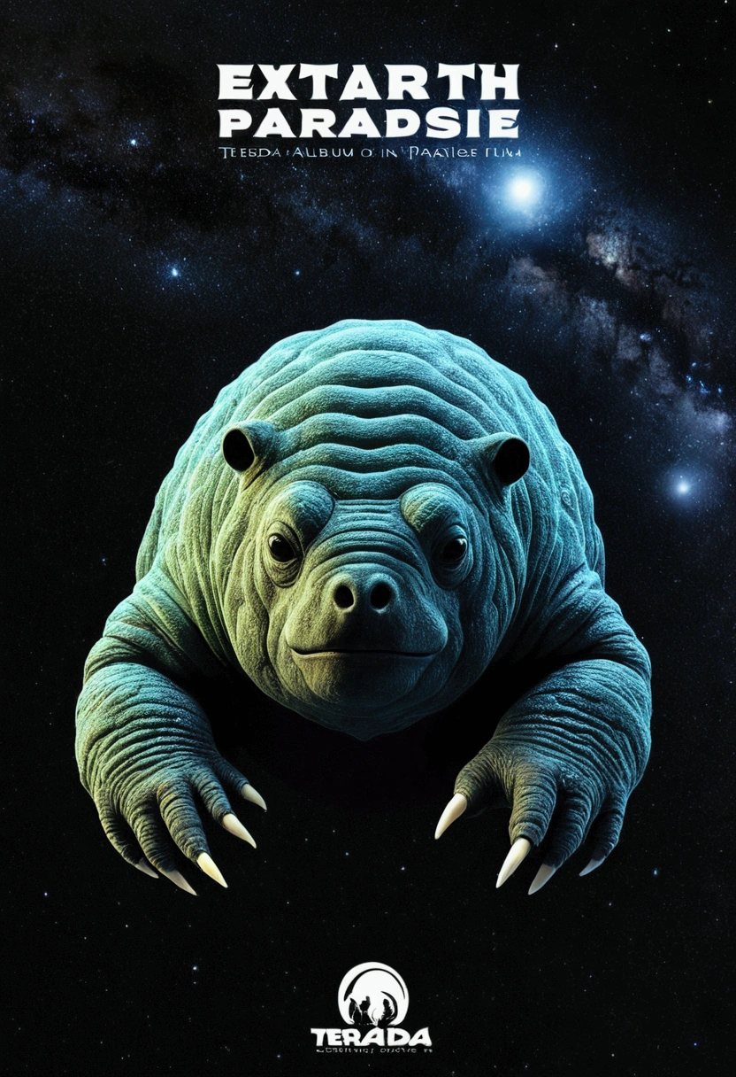 extraEarth paradise, Earth paradise, cosmic fantasy and horror film, tardigrade in space, terada, Creature of cosmic terror, album artwork, album art, album cover!, profile photo 1024px, promo art, alternate album cover, album cover
