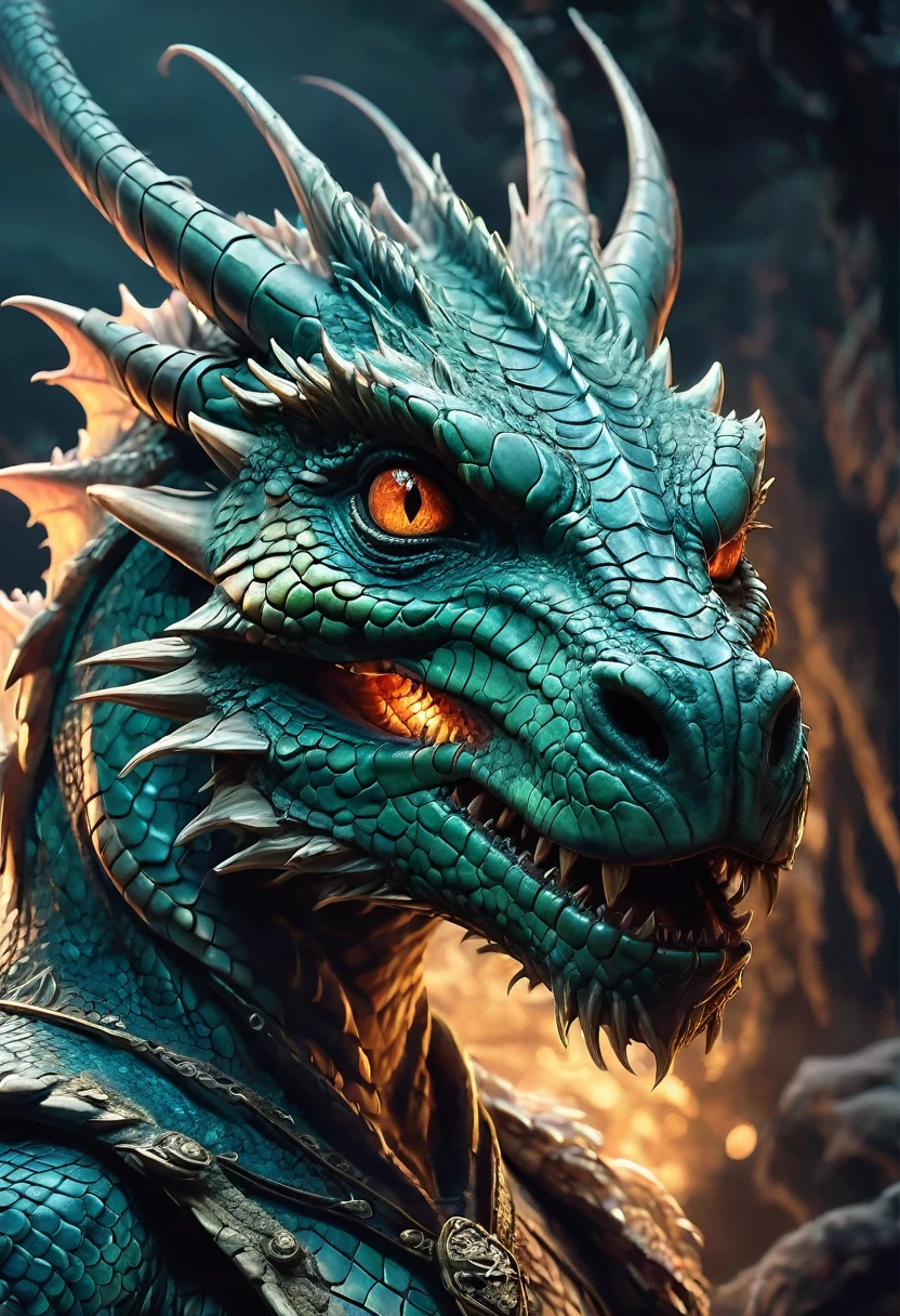 Hyperrealistic art female human dragon hybrid, covered in matte scales as skin, extreme close-up, striking reptilian eyes, dragon horns, bald, braided ponytail, exudes confidence and power, sunet, rim lighting, cold colors. style of Don Lawrence, style of (Will Murai:1.2), style of (Greg Rutkowski:0.8),  . Extremely high-resolution details, photographic, realism pushed to extreme, fine texture, incredibly lifelike