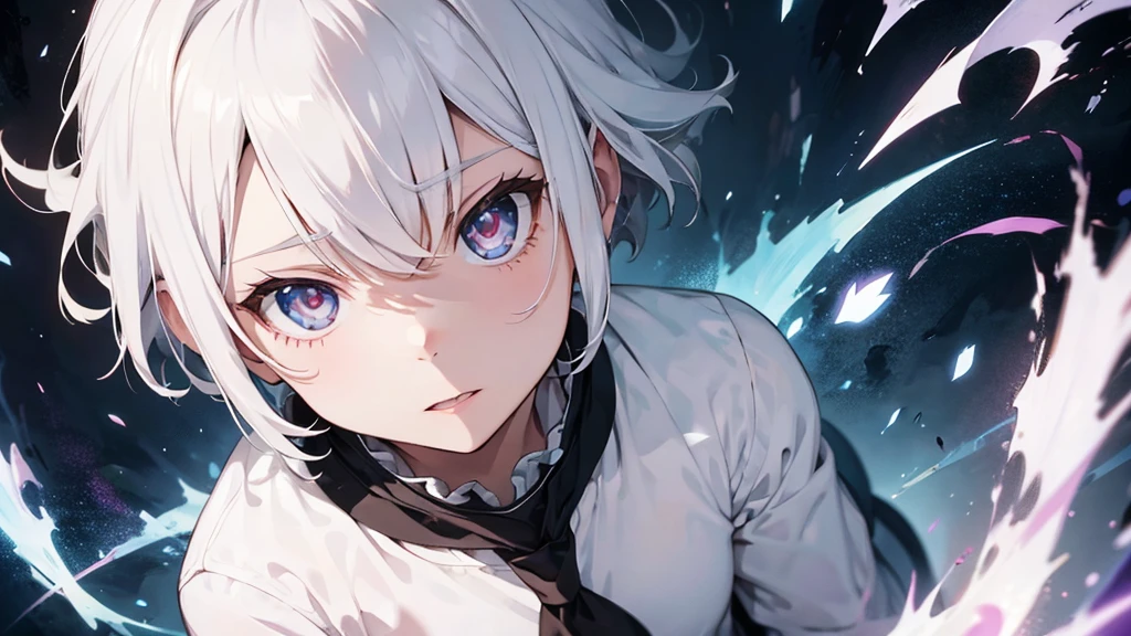 White haired boy with eyes with universal powers