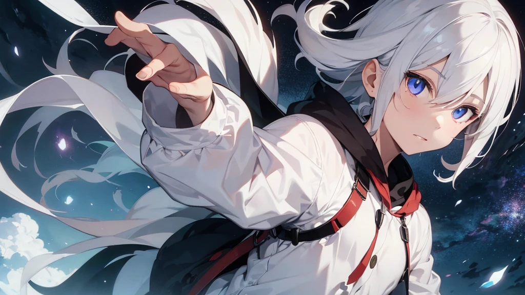 White haired boy with eyes of universal powers