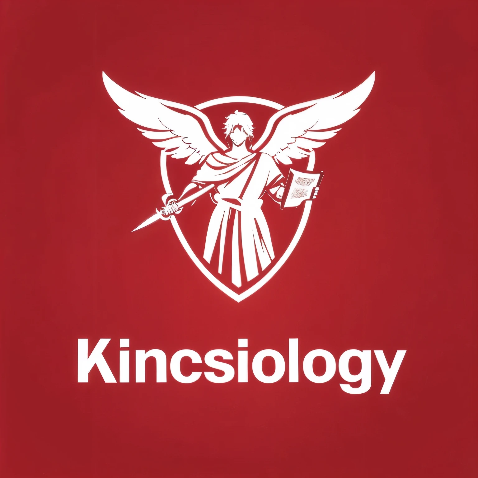a image of a male strong mascule angel holding a sword in one hand and a bible in other, its a church icon, icon details only