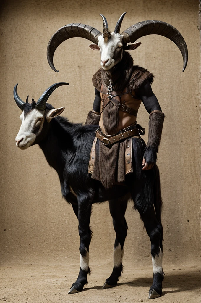 Setting set in medieval times.
Creature half goat half human, very slim build, with thick and sharp horns